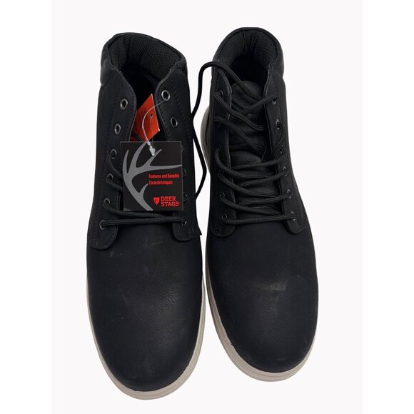 Deer Stags Mens 12M Kai Black Casual Ankle Boots Memory Foam Sim Leather - Picture 2 of 7